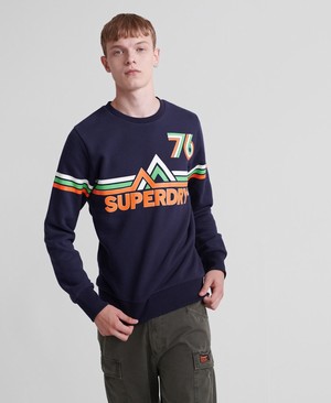 Superdry Downhill Racer Crew Férfi Pulóver Sötétkék | BDHKA1908